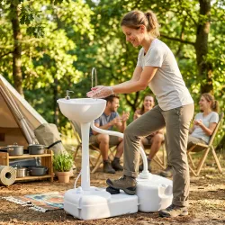 Fregadero Portátil Lavamanos para Actividades al Aire Libre o Camping con Tanques de Recuperación de Agua 17 L D... - Ogal.Es