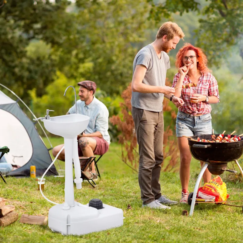 Lavamanos Portátil Estación de Lavado para Actividades al Aire Libre y Camping con Tanque de Agua de 17L Dispens... - Ogal.Es