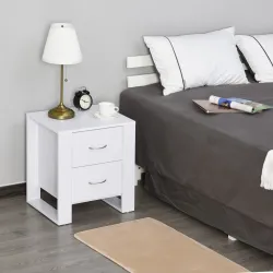 Mesita de Noche con 2 Cajones Patas y Base Elevada para Dormitorio Mesa Lateral para Sala de Estar Estilo Modern... - Ogal.Es