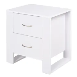 Mesita de Noche con 2 Cajones Patas y Base Elevada para Dormitorio Mesa Lateral para Sala de Estar Estilo Modern... - Ogal.Es