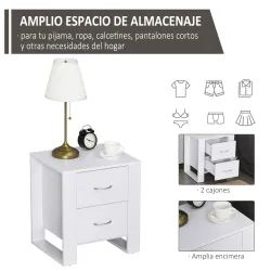 Mesita de Noche con 2 Cajones Patas y Base Elevada para Dormitorio Mesa Lateral para Sala de Estar Estilo Modern... - Ogal.Es