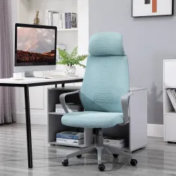 Silla de Escritorio Silla de Oficina Ergonómica Ajustable con Reposabrazos Reposacabezas y Función Basculante 64... - Ogal.Es