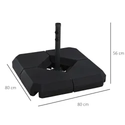 Base para Sombrilla de Ø48 mm con 4 Pesos Rellenables de Agua o Arena de 60L Soporte de Sombrilla en Forma de Cr... - Ogal.Es