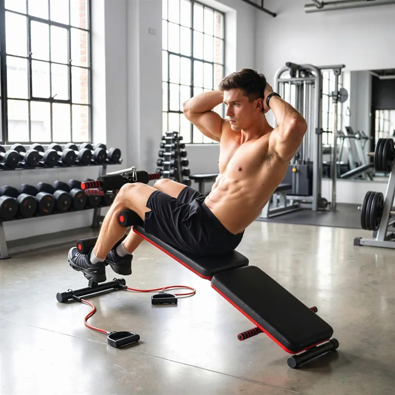 Banco de Ejercicio o Musculación, Banco Abdominales Plegable Ajustable en Altura con Soporte Poplíteo Regulable ... - Ogal.Es