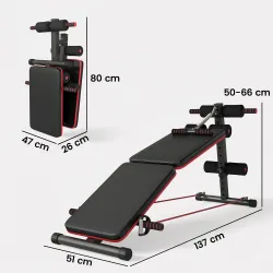 Banco de Ejercicio o Musculación, Banco Abdominales Plegable Ajustable en Altura con Soporte Poplíteo Regulable ... - Ogal.Es