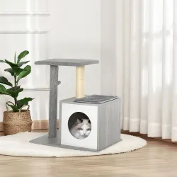Árbol para Gatos 59x39x62 cm Rascador para Gatos de 3 Niveles con Plataformas Postes de Rascado Cueva de Madera ... - Ogal.Es