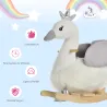 Balancín Infantil en Forma de Cisne de Felpa para Bebés 18-36 Meses con Sonido y Cinturón 60x33x59 cm Gris y Blanco - Ogal.Es