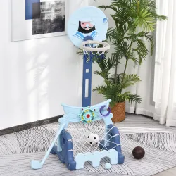 Canasta de Baloncesto con Soporte 4 en 1 Juego de Golf Balón de Fútbol con Altura Ajustable Centro de Actividade... - Ogal.Es