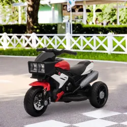 Moto Eléctrica Infantil con Luces Bocina Música Neumáticos Anchos Moto para Niños con Velocidad 3 km/h Rojo - Ogal.Es