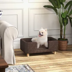 Sofá para Mascotas Sofá para Perros Pequeños y Medianos Asiento Acolchado Cómodo 74x48,5x31 cm Marrón - Ogal.Es