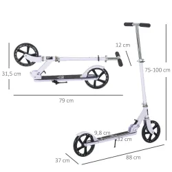 Patinete Plegable para Niños de 7-14 Años Scooter Infantil Manillar Ajustable en Altura de 4 Niveles con Freno B... - Ogal.Es