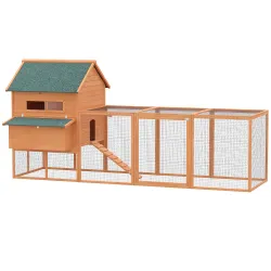 Gallinero de Exterior de Madera para 4-6 Gallinas con 2 Nidos Bandeja Extraíble y Rampa 347x160x150 cm Madera na... - Ogal.Es