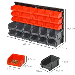Estantería de Almacenaje para Pared 33 Piezas con Cajas de 2 Tamaños Diferentes Ideal para Tornillos 37,5x18x63 ... - Ogal.Es