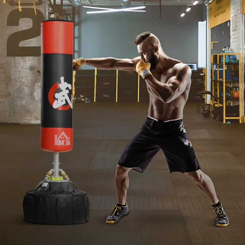 Saco de Boxeo de Pie, 180 cm, Soporte de Boxeo para Adultos, Base Grande Rellenable de Arena 60 kg/Agua 50 kg, R... - Ogal.Es