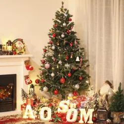 Árbol de Navidad Ø90x180 cm Artificial con 696 Ramas PE Tridente y PVC Individual y Base Plegable Árbol Navideño... - Ogal.Es