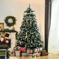 Árbol de Navidad de 2012 Ramas con Soporte Metálico Árbol 210 cm Puntas Blancas Artificial de Navidad Realista p... - Ogal.Es