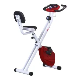Bicicleta Estática Plegable con Resistencia Magnética Asiento con Altura Ajustable y Pulsómetro 43x97x109 cm Rojo - Ogal.Es