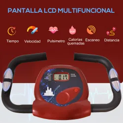 Bicicleta Estática Plegable con Resistencia Magnética Asiento con Altura Ajustable y Pulsómetro 43x97x109 cm Rojo - Ogal.Es