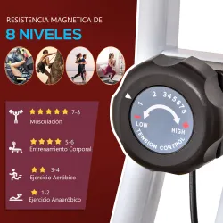 Bicicleta Estática Plegable con Resistencia Magnética Asiento con Altura Ajustable y Pulsómetro 43x97x109 cm Rojo - Ogal.Es