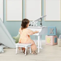 Piano de Cola Infantil de MDF con 30 Teclas Taburete y Atril de Partituras Piano para Niños Instrumento Musical ... - Ogal.Es