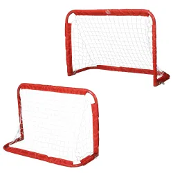 Mini Porterías de Fútbol Plegables Set de 2 Porterías de Exterior para Niños y Adultos 90x36x60 cm Rojo - Ogal.Es