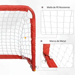Mini Porterías de Fútbol Plegables Set de 2 Porterías de Exterior para Niños y Adultos 90x36x60 cm Rojo - Ogal.Es