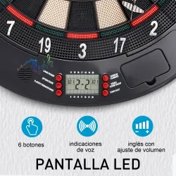 Diana Electrónica Digital Diana con 6 Dardos hasta 8 Jugadores Marcador Puertas Laterales Pantalla LCD y 26 Jueg... - Ogal.Es
