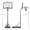 Canasta de Baloncesto con Soporte de Ruedas Aro de Basket Ajustable en Altura con Base Rellenable 90x165x302-352... - Ogal.Es