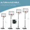 Canasta de Baloncesto con Soporte de Ruedas Aro de Basket Ajustable en Altura con Base Rellenable 90x165x302-352... - Ogal.Es