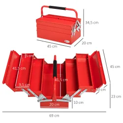 Caja de Herramientas Metálica, Maletín de Herramientas de Acero Plegable con 5 Bandejas y Asa, para Taller, Gara... - Ogal.Es