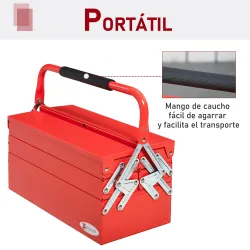Caja de Herramientas Metálica, Maletín de Herramientas de Acero Plegable con 5 Bandejas y Asa, para Taller, Gara... - Ogal.Es
