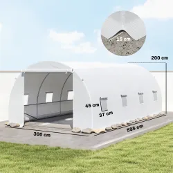 Invernadero de Túnel 6x3x2m Invernadero de Terraza con 8 Ventanas Cubierta de Polietileno 140 g/m² Marco de Acer... - Ogal.Es