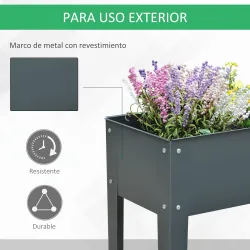 Huerto Urbano Elevado en Jardín Terraza Jardinera Elevada Rectangular Mesa de Cultivo para Plantas Verduras y Fl... - Ogal.Es
