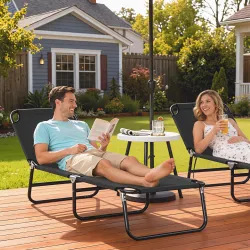 Tumbona Plegable Reclinable con Ángulo Ajustable de 5 Posiciones para Jardín Exterior Piscina Terraza Camping Ca... - Ogal.Es