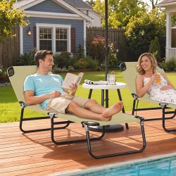 Tumbona Plegable Reclinable con Ángulo Ajustable de 5 Posiciones para Jardín Exterior Piscina Terraza Camping Ca... - Ogal.Es