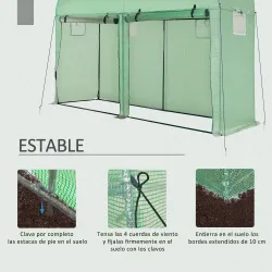 Invernadero de Exterior Invernadero de Jardín con 4 Ventanas 2 Puertas Enrollables con Cremallera Cubierta PE 14... - Ogal.Es