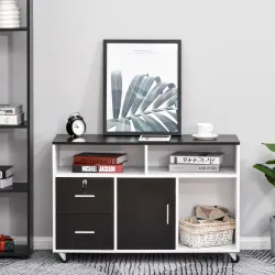 Mueble Auxiliar de Oficina Mueble Archivador con Ruedas Estantes y Cajones Armario Multiusos con Gran Almacenaje... - Ogal.Es