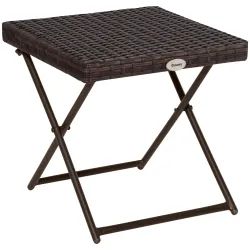 Mesa de Terraza Exterior de Ratán PE Plegable con Patas Cruzadas y Marco de Acero para Patio Balcón 40x40x40 cm ... - Ogal.Es