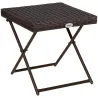 Mesa de Terraza Exterior de Ratán PE Plegable con Patas Cruzadas y Marco de Acero para Patio Balcón 40x40x40 cm ... - Ogal.Es