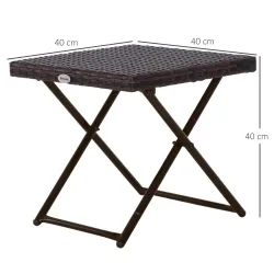 Mesa de Terraza Exterior de Ratán PE Plegable con Patas Cruzadas y Marco de Acero para Patio Balcón 40x40x40 cm ... - Ogal.Es