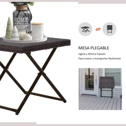Mesa de Terraza Exterior de Ratán PE Plegable con Patas Cruzadas y Marco de Acero para Patio Balcón 40x40x40 cm ... - Ogal.Es