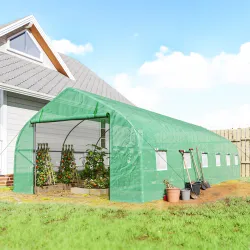 Invernadero de Exterior Invernadero de Túnel 8x3x2 m Invernadero de Jardín con 12 Ventanas y Puerta Enrollable p... - Ogal.Es