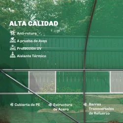 Invernadero de Exterior Invernadero de Túnel 8x3x2 m Invernadero de Jardín con 12 Ventanas y Puerta Enrollable p... - Ogal.Es