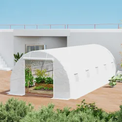 Invernadero de Exterior Invernadero de Túnel 8x3x2 m Invernadero de Jardín con 12 Ventanas y Puerta Enrollable p... - Ogal.Es