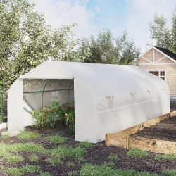 Invernadero Tipo Caseta de Jardín o Terraza 6x3x2 m para Cultivo de Plantas y Semillas Color Blanco - Ogal.Es