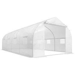 Invernadero Tipo Caseta de Jardín o Terraza 6x3x2 m para Cultivo de Plantas y Semillas Color Blanco - Ogal.Es