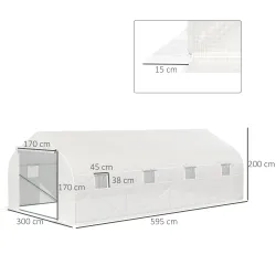 Invernadero Tipo Caseta de Jardín o Terraza 6x3x2 m para Cultivo de Plantas y Semillas Color Blanco - Ogal.Es