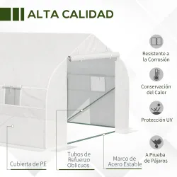 Invernadero Tipo Caseta de Jardín o Terraza 6x3x2 m para Cultivo de Plantas y Semillas Color Blanco - Ogal.Es