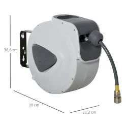 Carrete de Manguera de Aire Comprimido Automático de 15 m Conector de 1/4'' BSP con Soporte para Pared Giratorio... - Ogal.Es