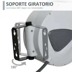 Carrete de Manguera de Aire Comprimido Automático de 15 m Conector de 1/4'' BSP con Soporte para Pared Giratorio... - Ogal.Es
